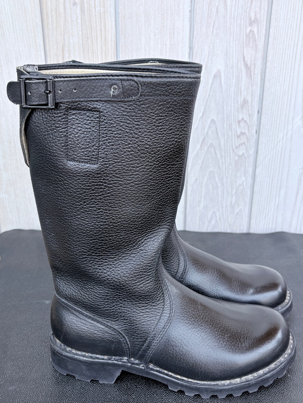 Black Leather Pull-On Boots with buckle - Picture 4 of 8